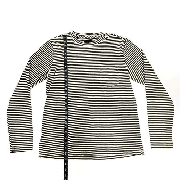 RIVAY NY Medium Stripes Ling sleeve stripes top sweatshirt dark gray and white - Picture 8 of 11